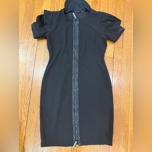 Karl Lagerfeld Black Logo-Trim Midi Dress